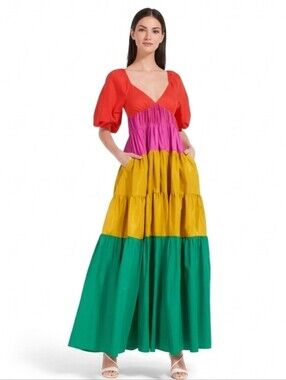 NWT Staud Meadow Colorblock Maxi Dress